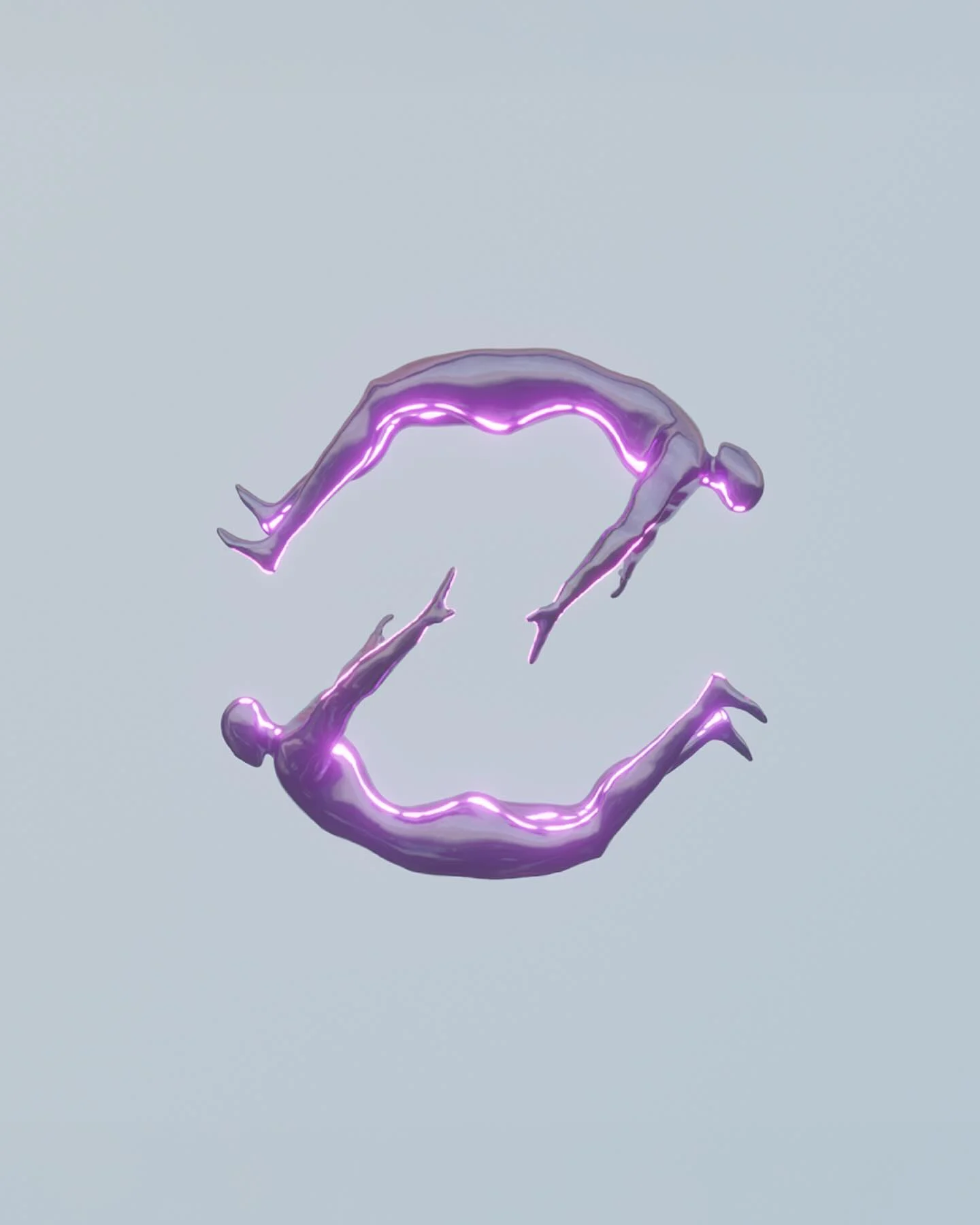 Dream Loop — two purple sculptural figures suspended in a continuous orbit.